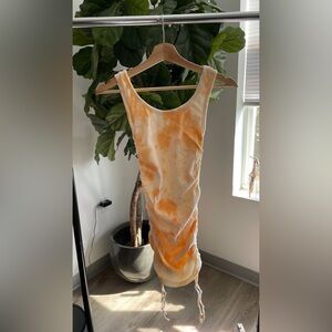 Orange Tie-Dye Sleeveless Dress